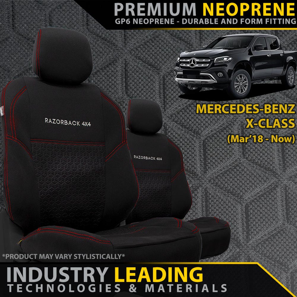 Razorback 4x4 - Mercedes - Benz X - Class Premium Neoprene 2x Front Seat Covers (Made to Order) - 4X4OC™ | 4x4 Offroad Centre