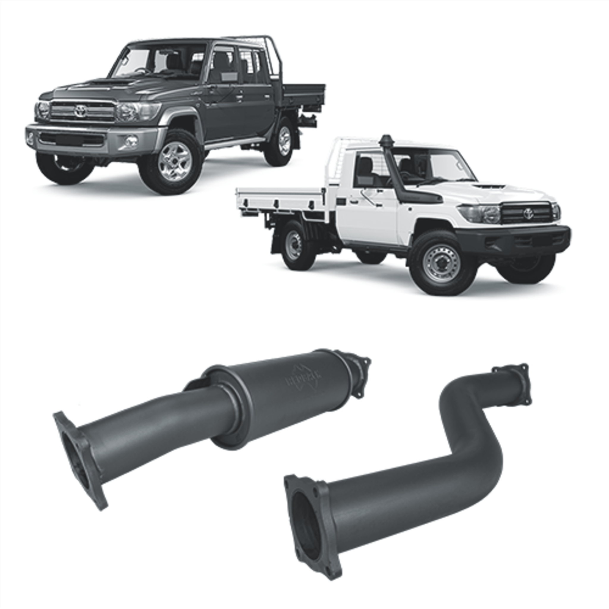 Redback - Redback Extreme Duty Exhaust for Toyota Landcruiser 79 Series with Auxiliary Fuel Tank (11/2016 onwards) - 4x4 Offroad Centre