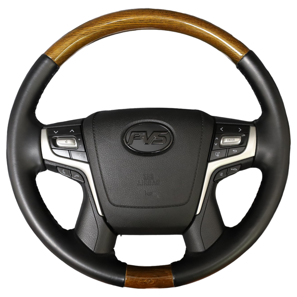 ** CLEARANCE ** Basic Black Leather With Wood Grain Steering Wheel Kit