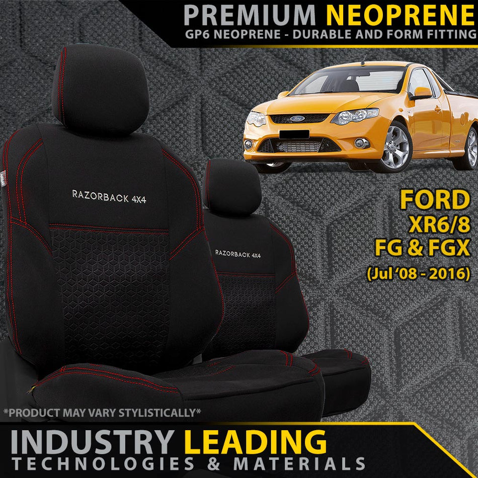 Ford Falcon XR6/8 FG & FGX Premium Neoprene 2x Front Seat Covers (Made to Order)