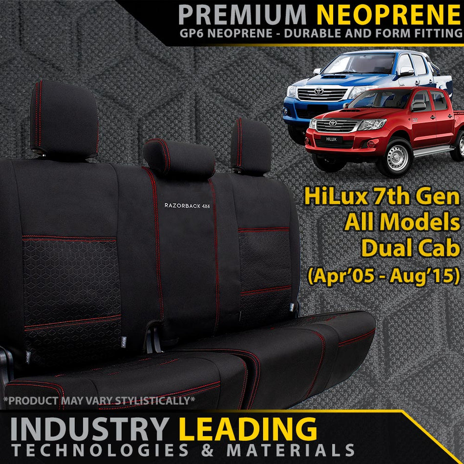 Toyota HiLux 7th Gen Premium Neoprene Rear Row Seat Covers (Made to Order)
