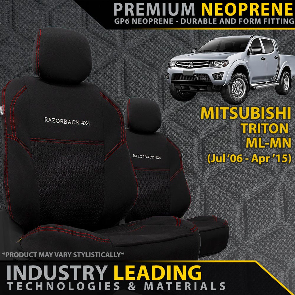 Mitsubishi Triton MN/ML Premium Neoprene 2x Front Seat Covers (Made to Order)
