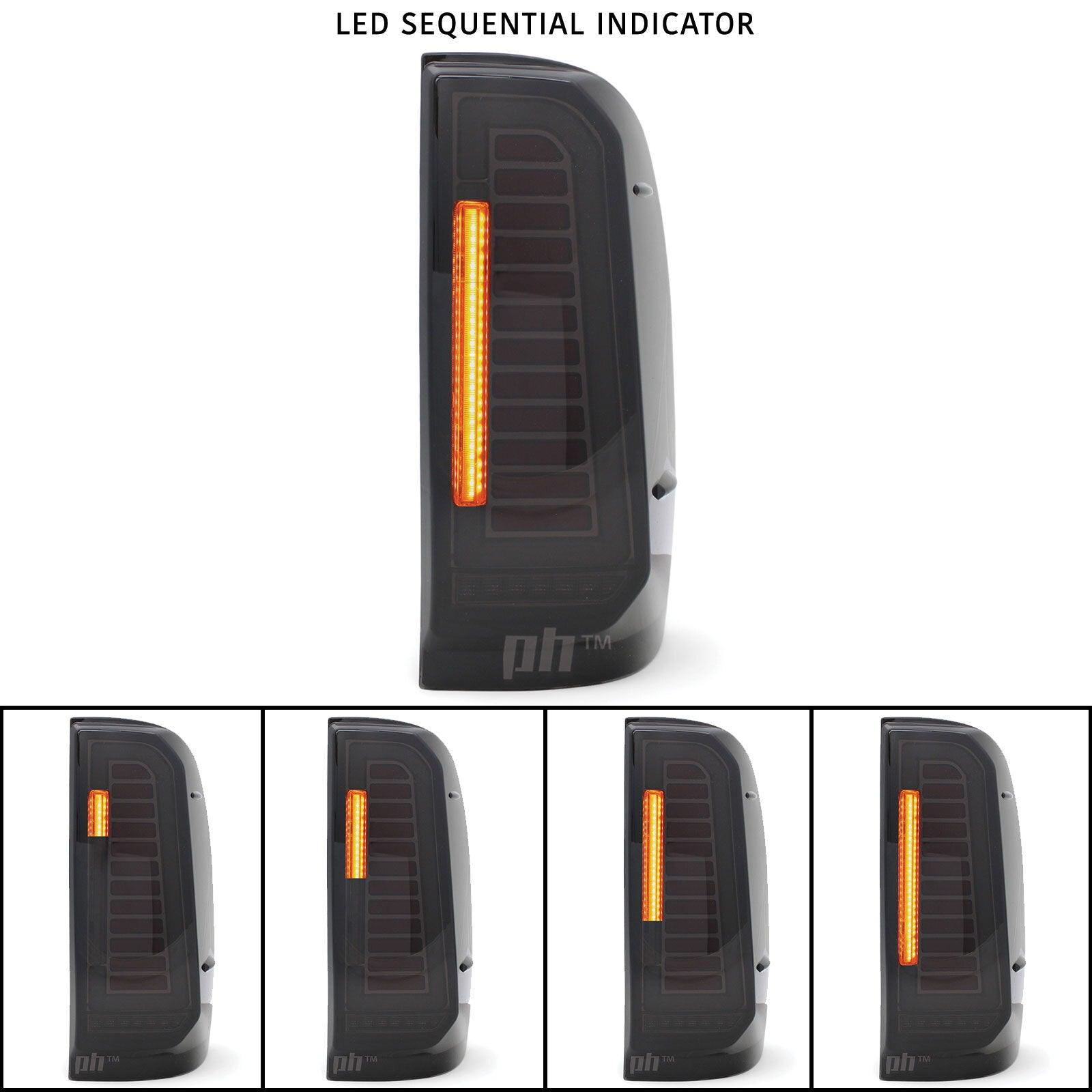 Upgrade Black Smoked LED Tail Lights Sequential PAIR Fits Toyota Hilux N70 05-14 - 4X4OC™