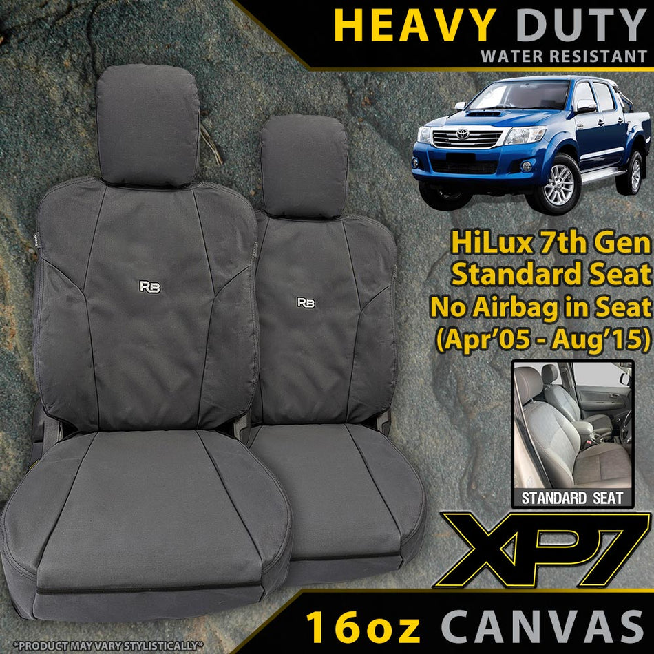 Toyota HiLux 7th Gen (STD SEAT) Heavy Duty XP7 Canvas 2x Front Seat Covers (Available)