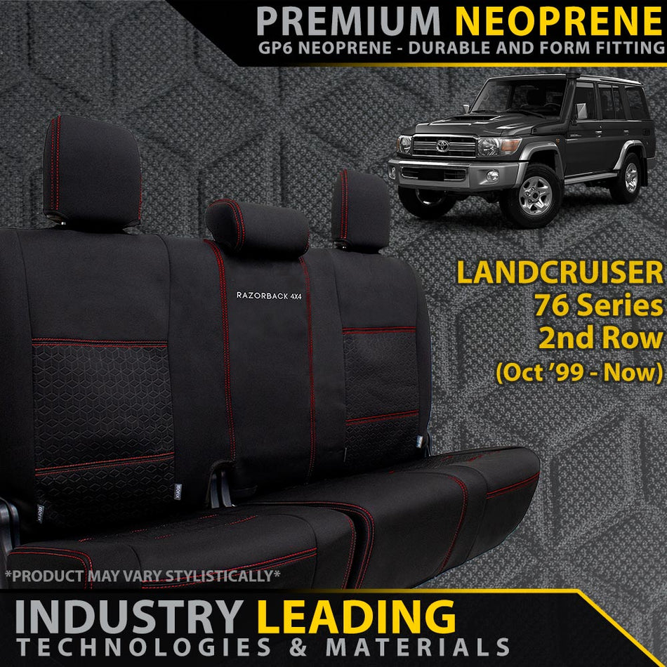 Landcruiser 76 Series Premium Neoprene Rear Row Seat Covers (Made to Order)