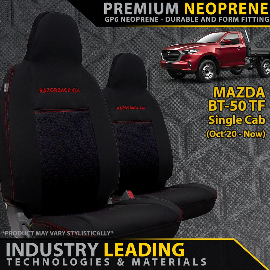 Mazda BT-50 TF Single Cab Premium Neoprene 2x Front Seat Covers (Made to Order)