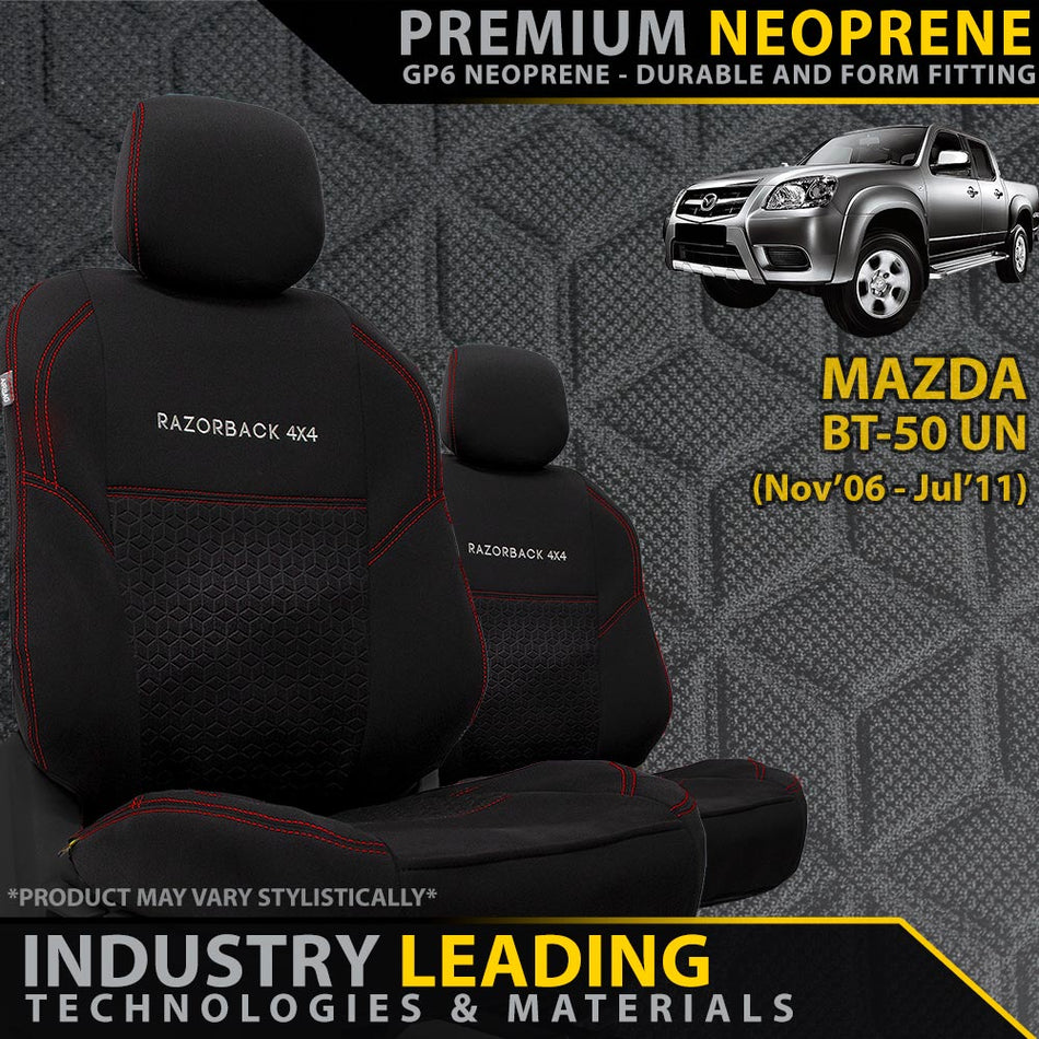 Mazda BT-50 UN Premium Neoprene 2x Front Seat Covers (Made to Order)