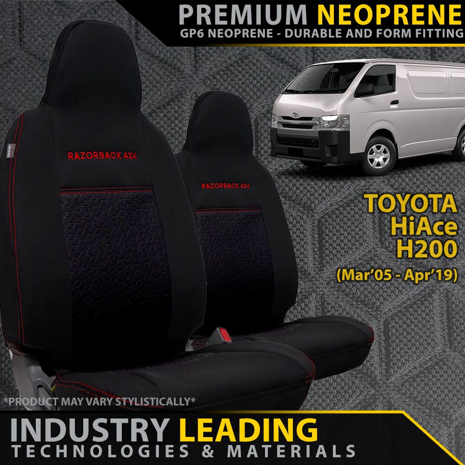 Toyota HiAce Premium Neoprene 2x Front Seat Covers (Made to Order)