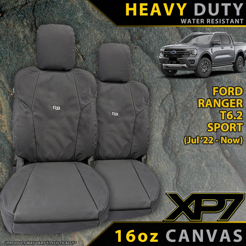 Ford Ranger T6.2 Sport Heavy Duty XP7 Canvas 2x Front Seat Covers (Available)