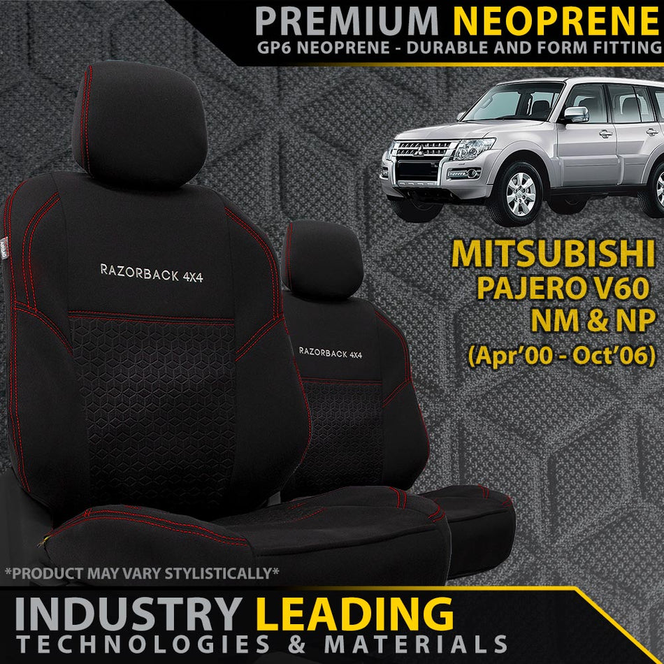 Mitsubishi Pajero V60 Premium Neoprene 2x Front Seat Covers (Made to Order)