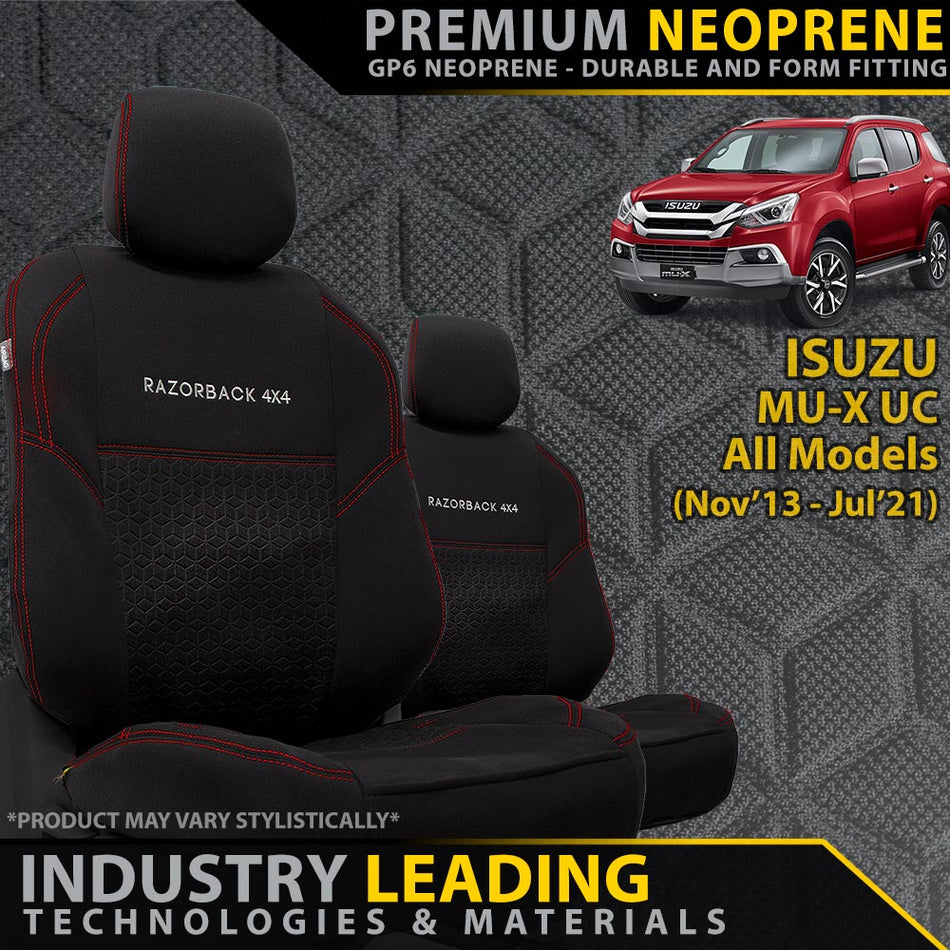 Isuzu MU-X UC Premium Neoprene 2x Front Seat Covers (Made to Order)