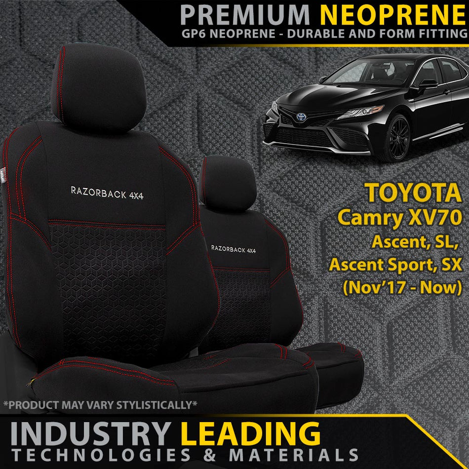 Toyota Camry XV70 Sedan Premium Neoprene 2x Front Row Seat Covers (Made to Order)