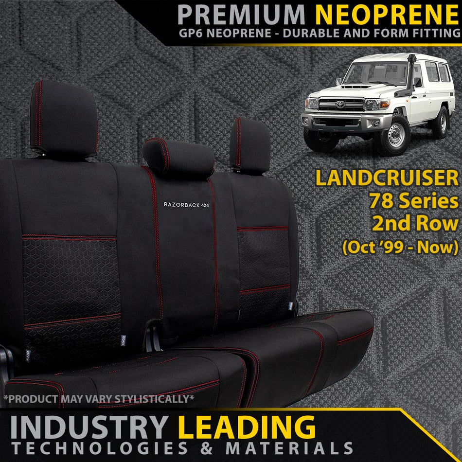 Landcruiser 78 Series Premium Neoprene Rear Row Seat Covers (Made to Order)
