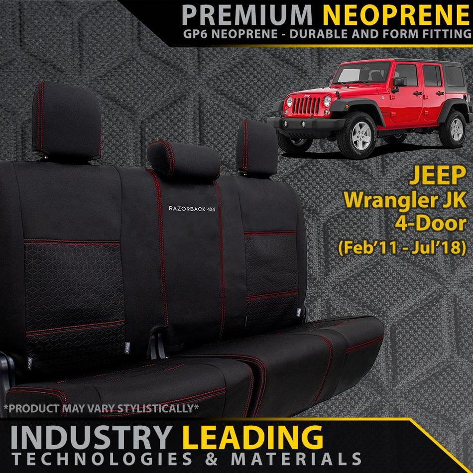 Jeep Wrangler JK 4-Door Premium Neoprene Rear Row Seat Covers (Made to Order)