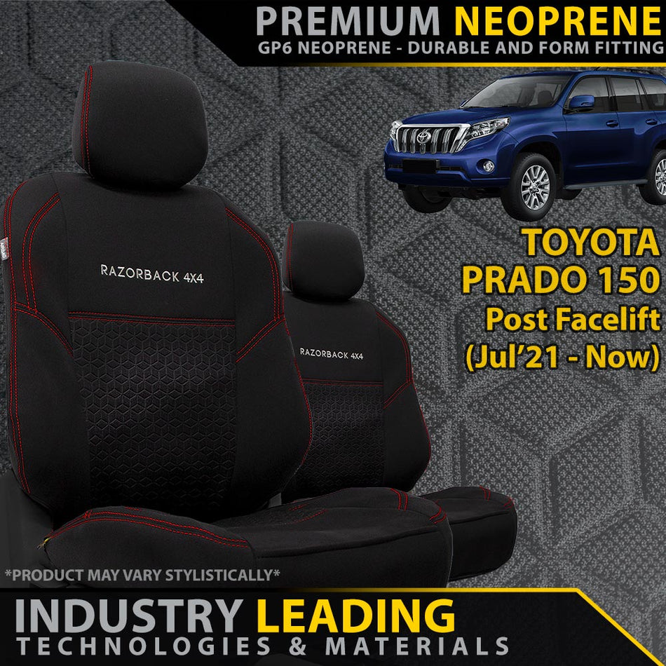Toyota Prado 150 (July 21+) Premium Neoprene 2x Front Row Seat Covers (Available)