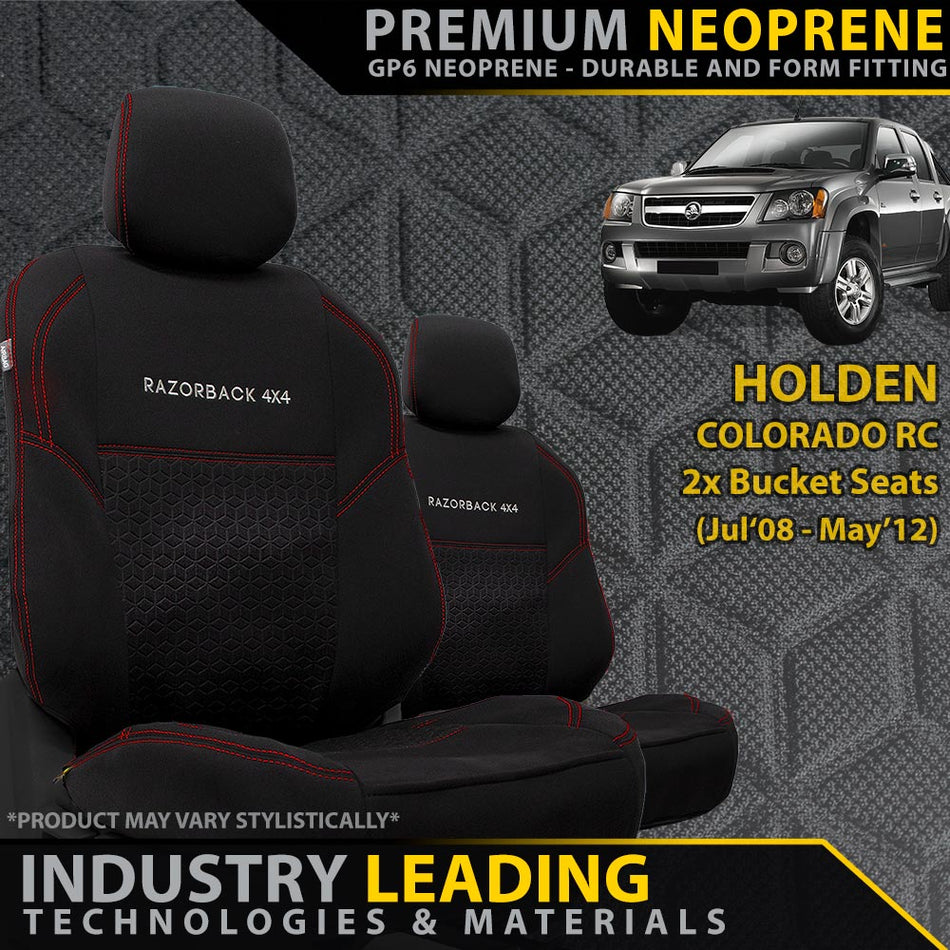 Holden Colorado RC Premium Neoprene 2x Front Seat Covers (Made to Order)
