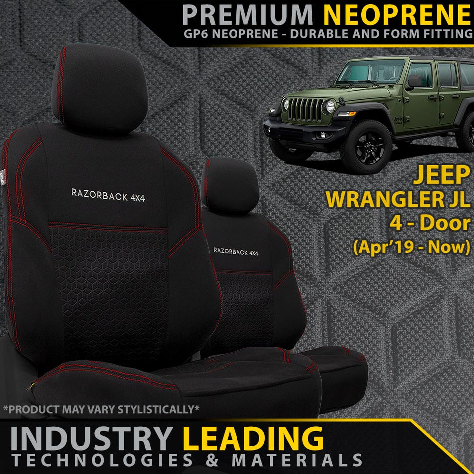 Jeep Wrangler JL Premium Neoprene 2x Front Seat Covers (Made to Order)