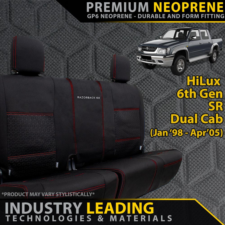 Toyota Hilux 6th Gen Premium Neoprene 100% Rear Bench Seat Covers (Made to Order)