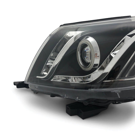 Black Headlights Sequential DRL Halo Projector Fits Toyota Hilux N70 07/11-2014 - 4X4OC™