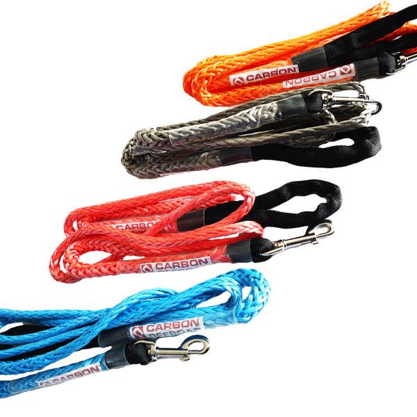 Carbon Offroad GREY Beastline Winch Rope Dog Lead Kit 2m x 8mm Stainless Hardware - 4X4OC™