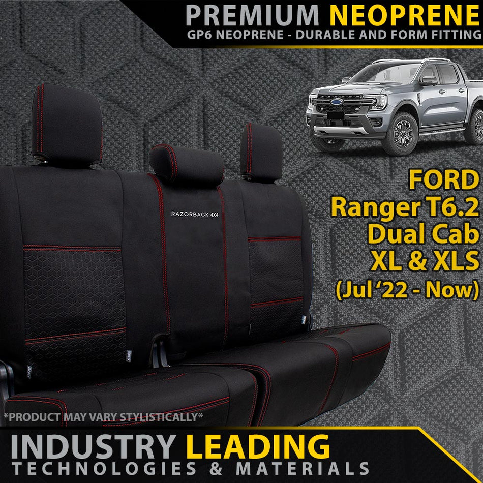 Ford Ranger T6.2 XL & XLS Premium Neoprene Rear Row Seat Covers (Made to Order)