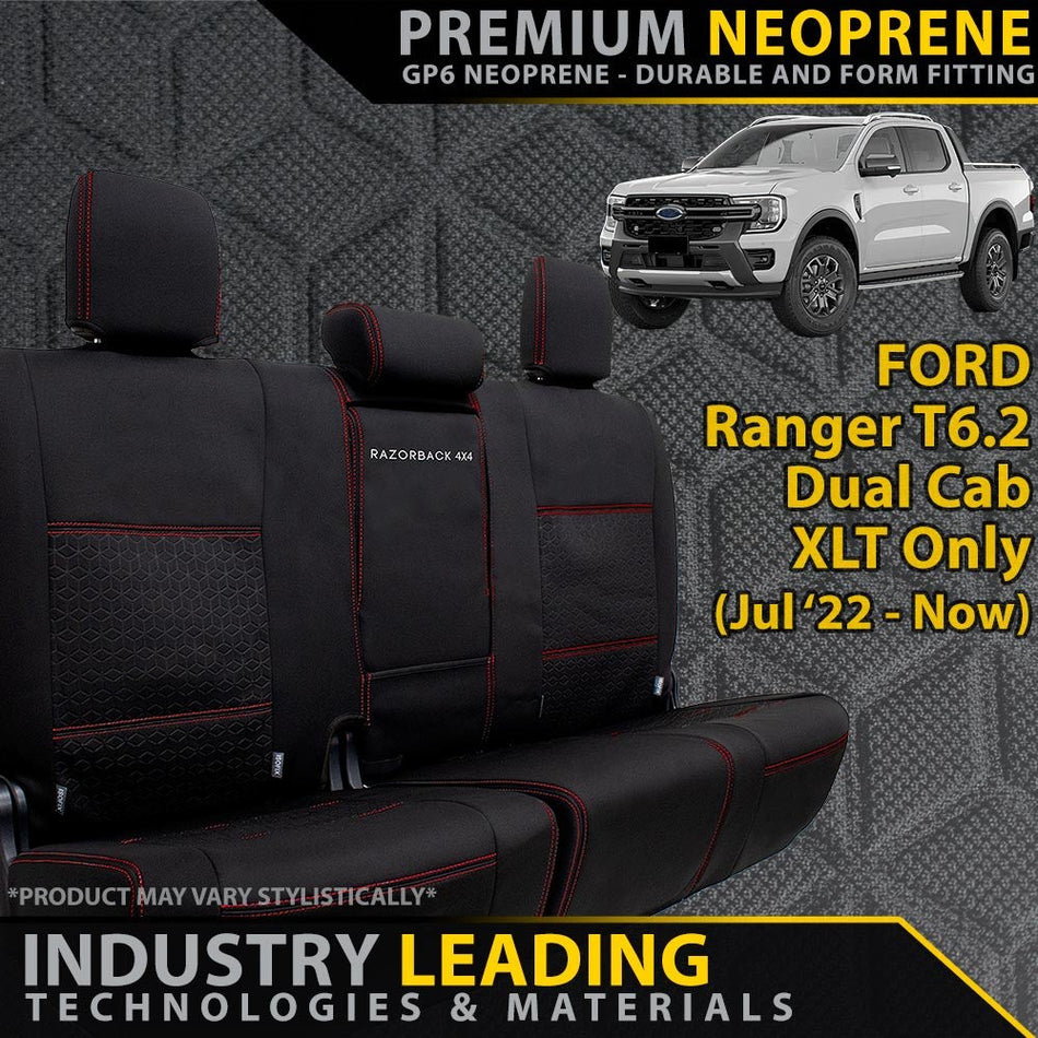 Ford Ranger T6.2 XLT Premium Neoprene Rear Row Seat Covers (Made to Order)