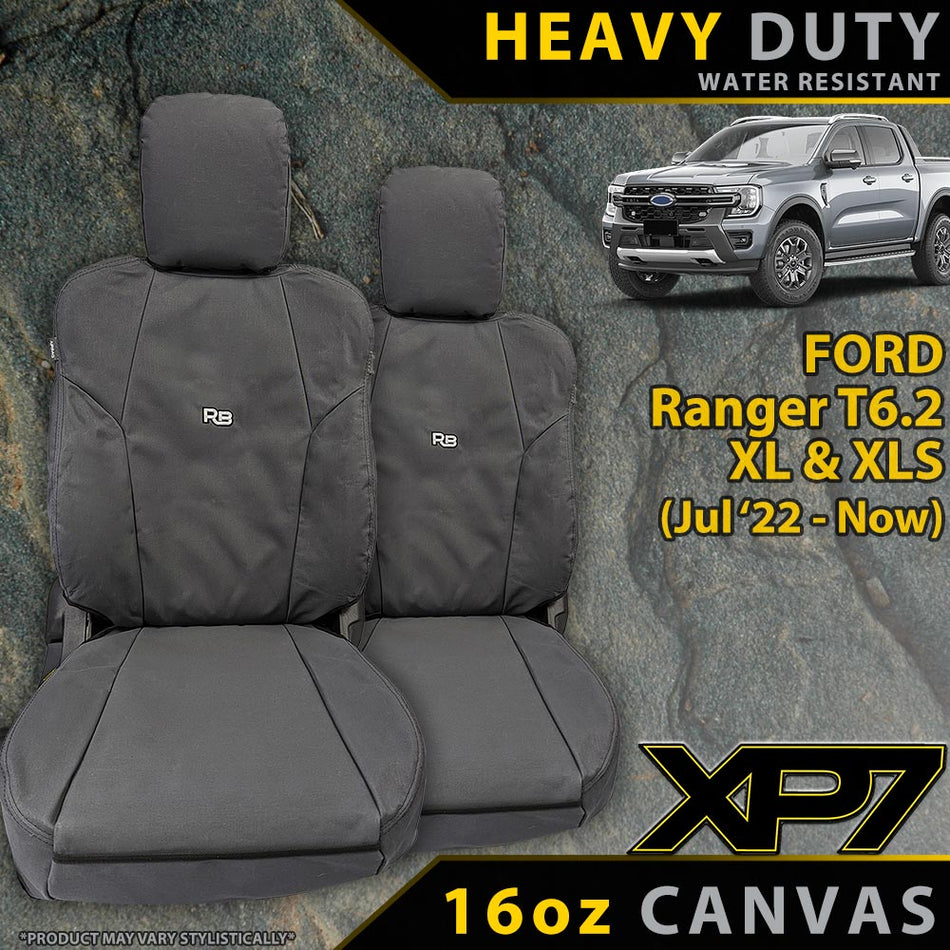 Ford Ranger T6.2 XL & XLS Heavy Duty XP7 Canvas 2x Front Seat Covers (Available)
