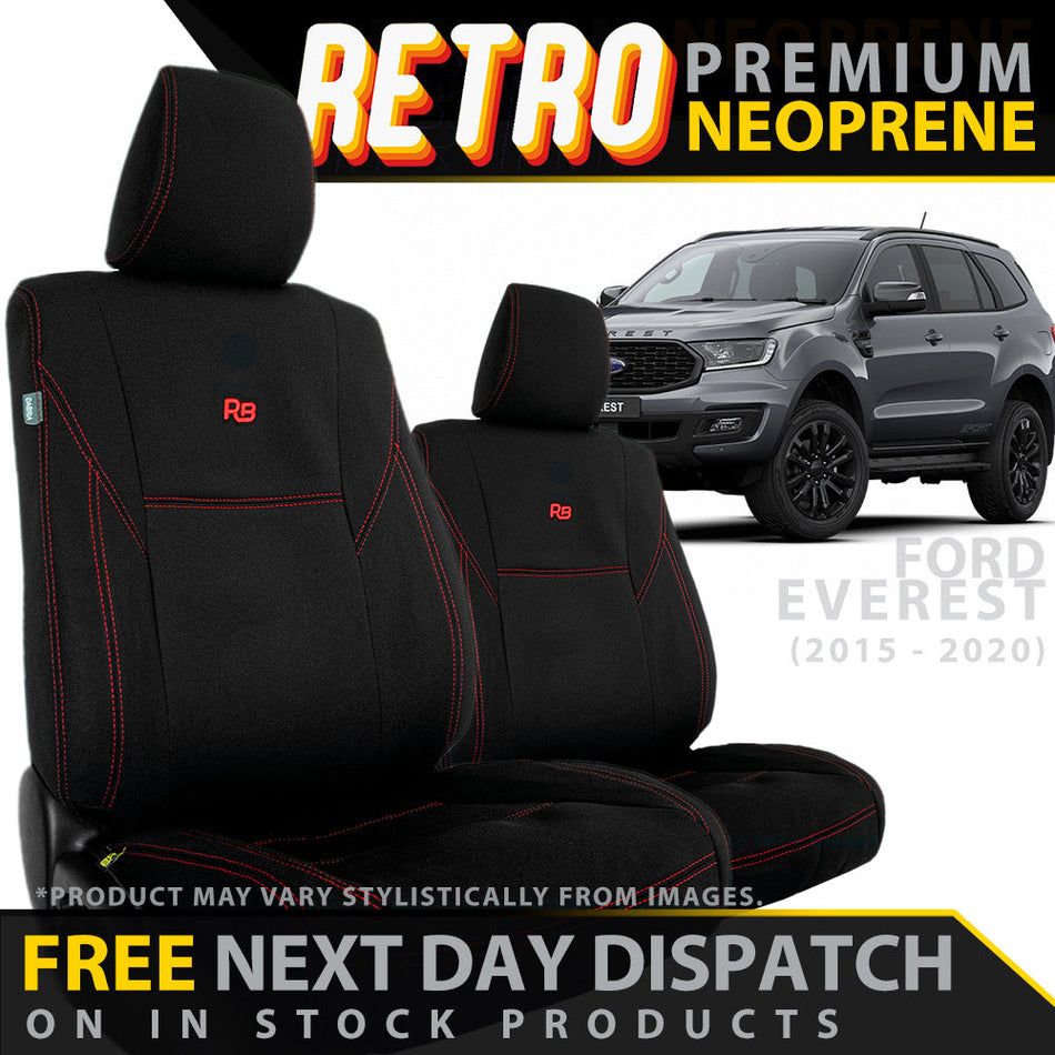 Ford Everest Retro Premium Neoprene 2x Front Seat Covers (Available)