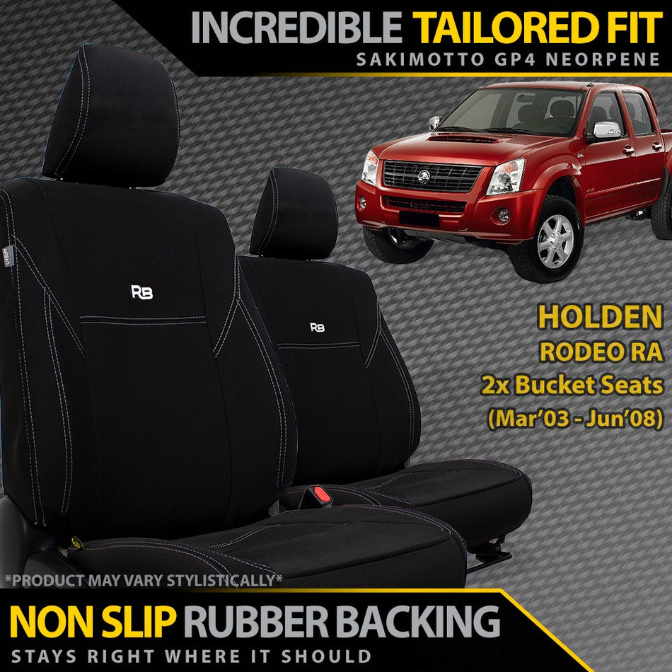 Holden Rodeo RA Neoprene 2x Front Seat Covers (In Stock)