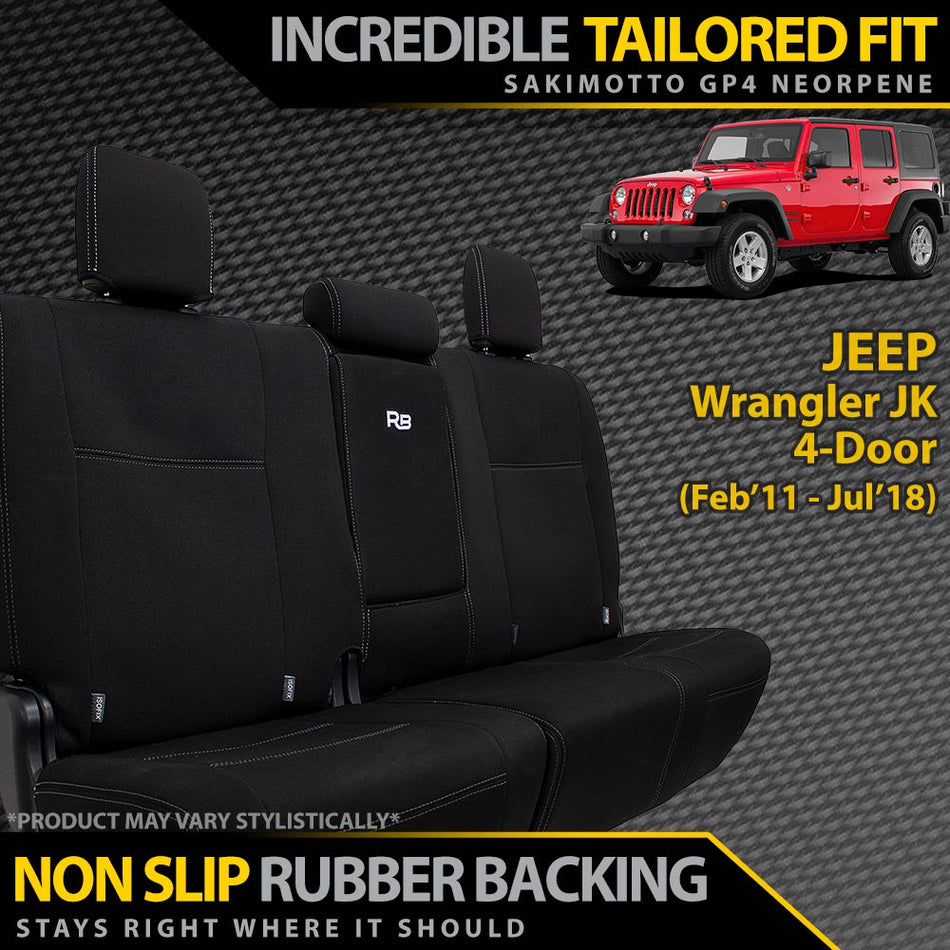 Jeep Wrangler JK 4-Door Neoprene Rear Row Seat Covers (Made to Order)
