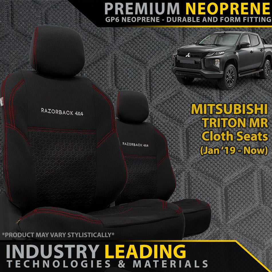 Mitsubishi Triton MR Premium Neoprene 2x Front Row Seat Covers (Made to Order)