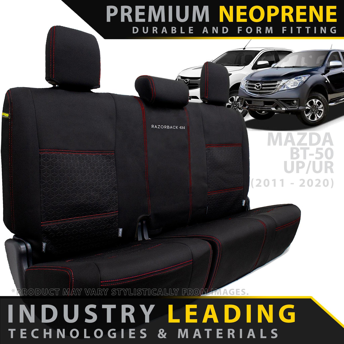 Mazda BT-50 UR Premium Neoprene Rear Row Seat Covers (Made to Order) - 4X4OC™