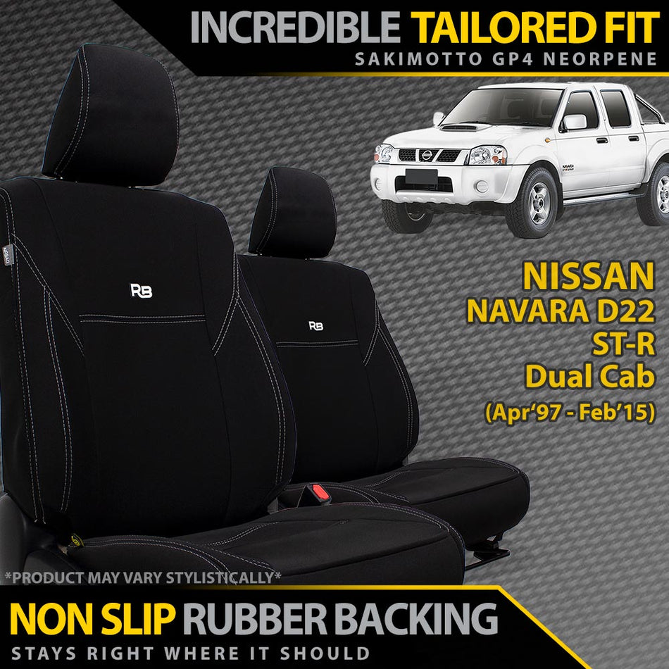 Nissan Navara D22 ST-R Neoprene 2x Front Seat Covers (In Stock)