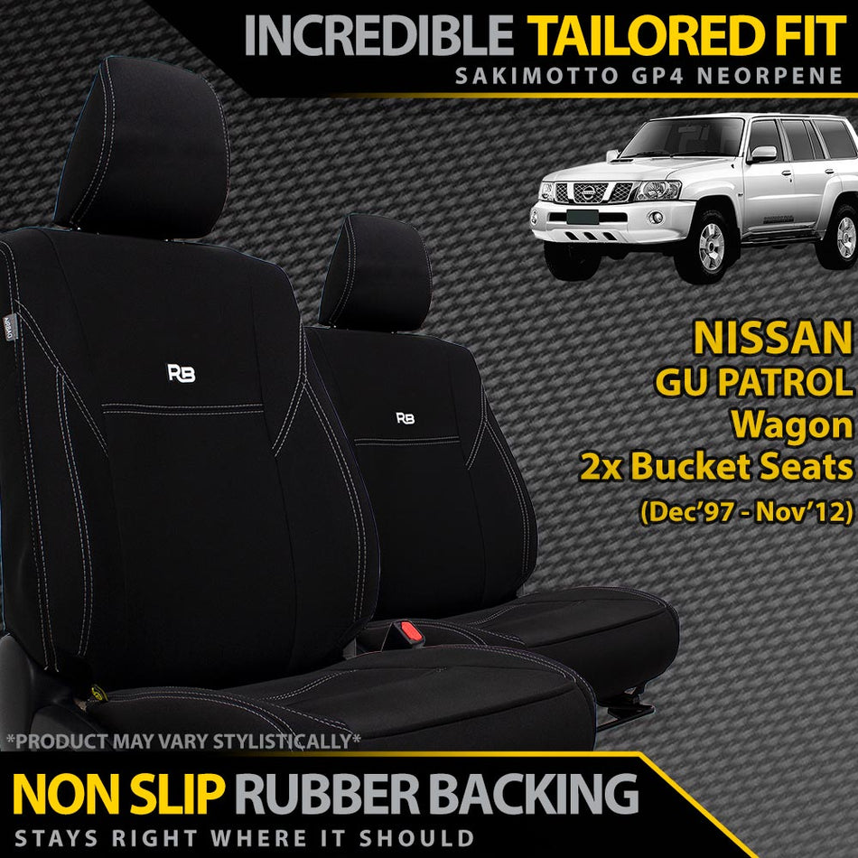 Nissan Patrol GU Wagon Neoprene 2x Front Seat Covers (Available)