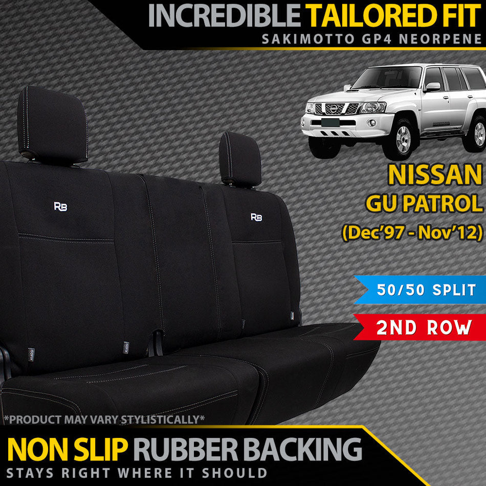 Nissan Patrol GU Wagon Neoprene 50/50 Split Rear Rows Seat Covers (Made to Order)