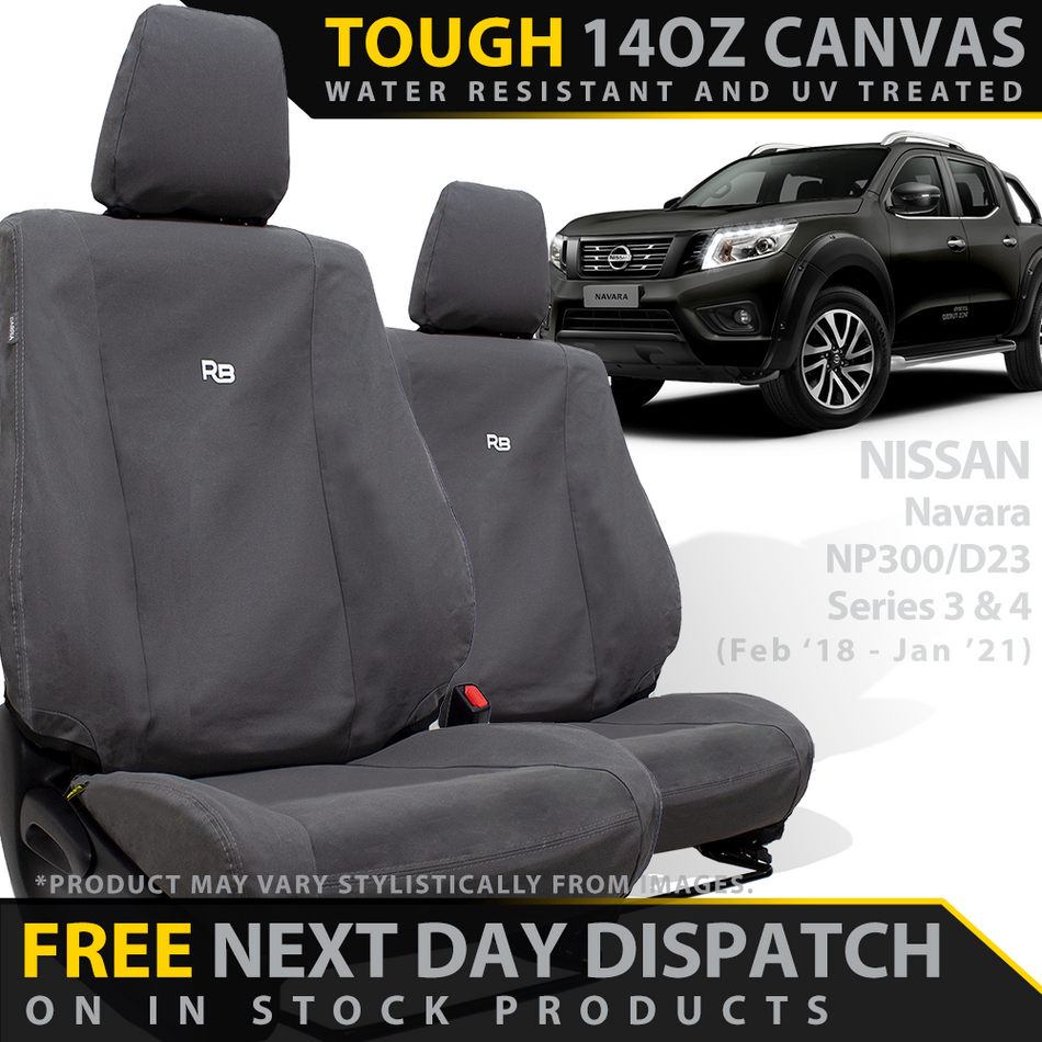 Nissan Navara NP300 Series 3 & 4 Retro Canvas 2x Front Seat Covers (In Stock)