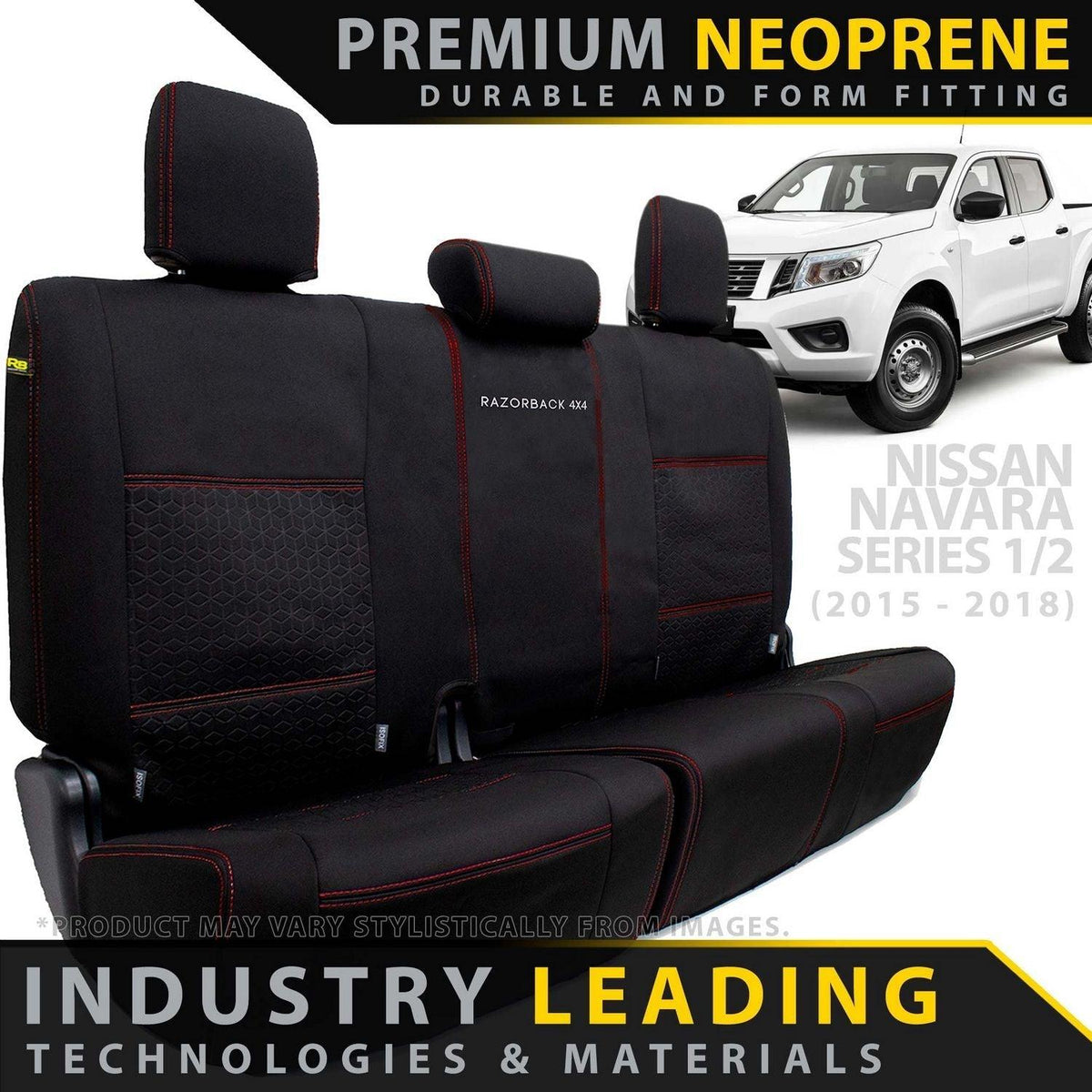 Nissan Navara NP300 Series 1 & 2 Premium Neoprene Rear Row Seat Covers (Made to Order) - 4X4OC™