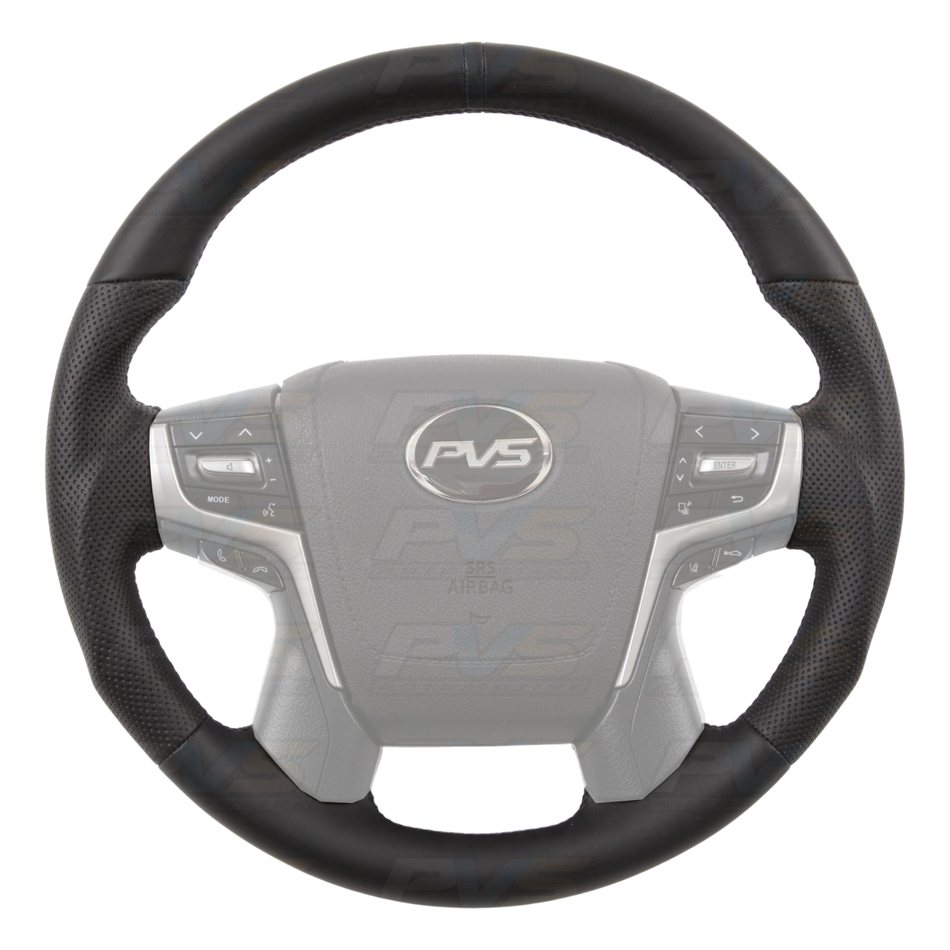 Sports Black Leather with Perforated Sides Steering Wheel Core for 150 Prado & 200 Series LandCruiser 2016-2022 *PRE-ORDER FOR JUNE**