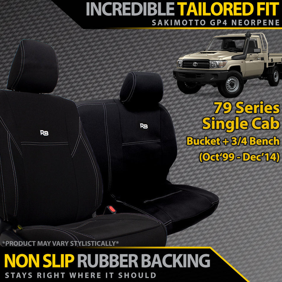 Toyota Landcruiser 79 Series Bucket + 3/4 Bench Neoprene 2x Front Seat Covers (Made to Order)