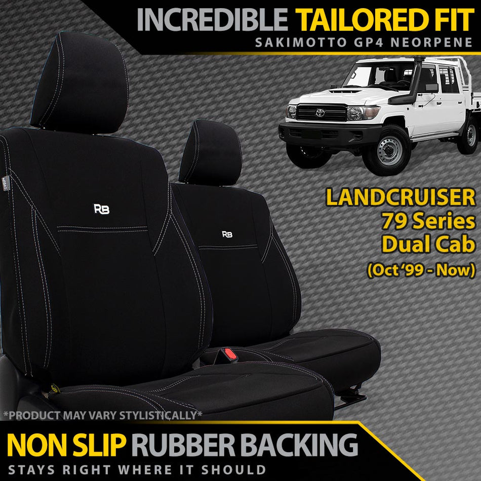 Toyota LC 79 Series Dual Cab Neoprene 2x Front Seat Covers (Made to Order)