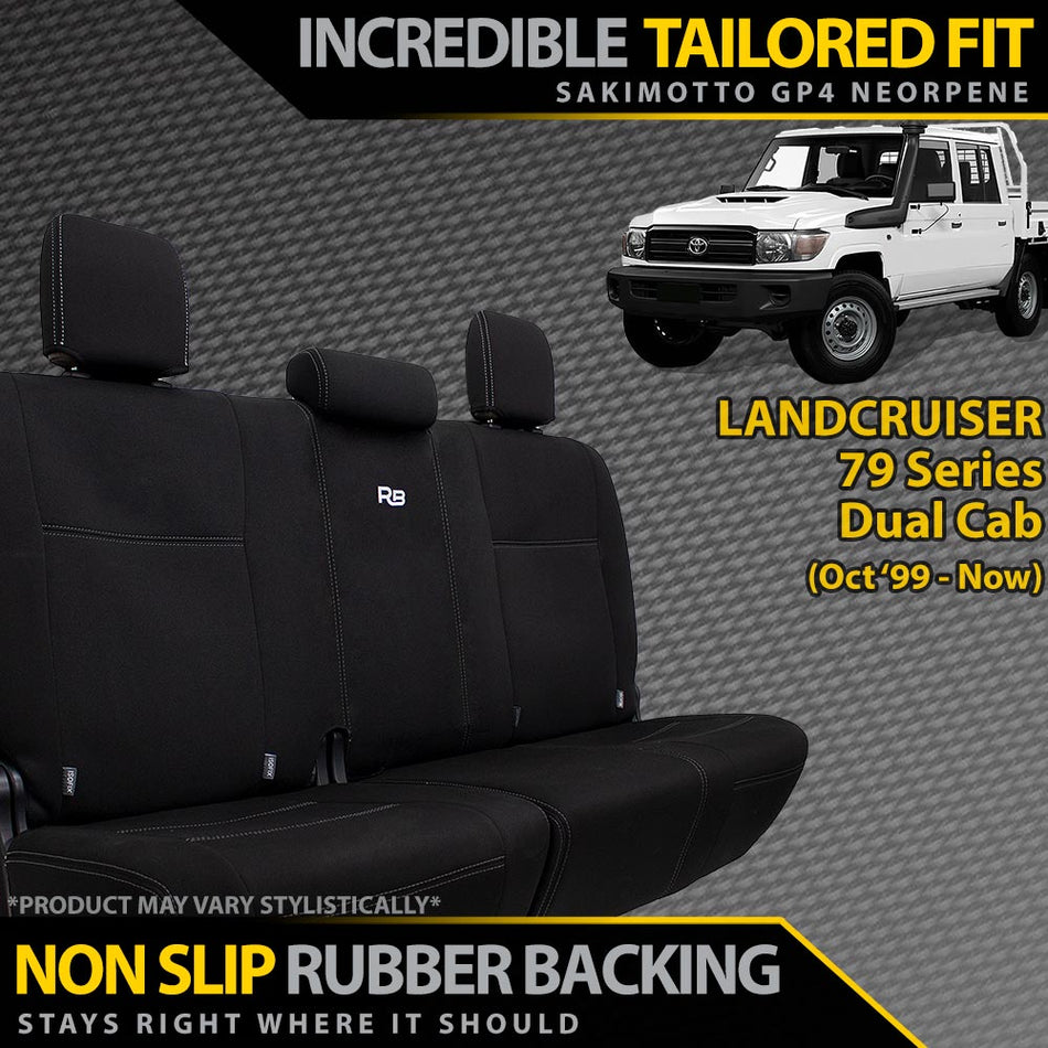 Toyota LC 79 Series Dual Cab Neoprene Rear Row Seat Covers (Available)