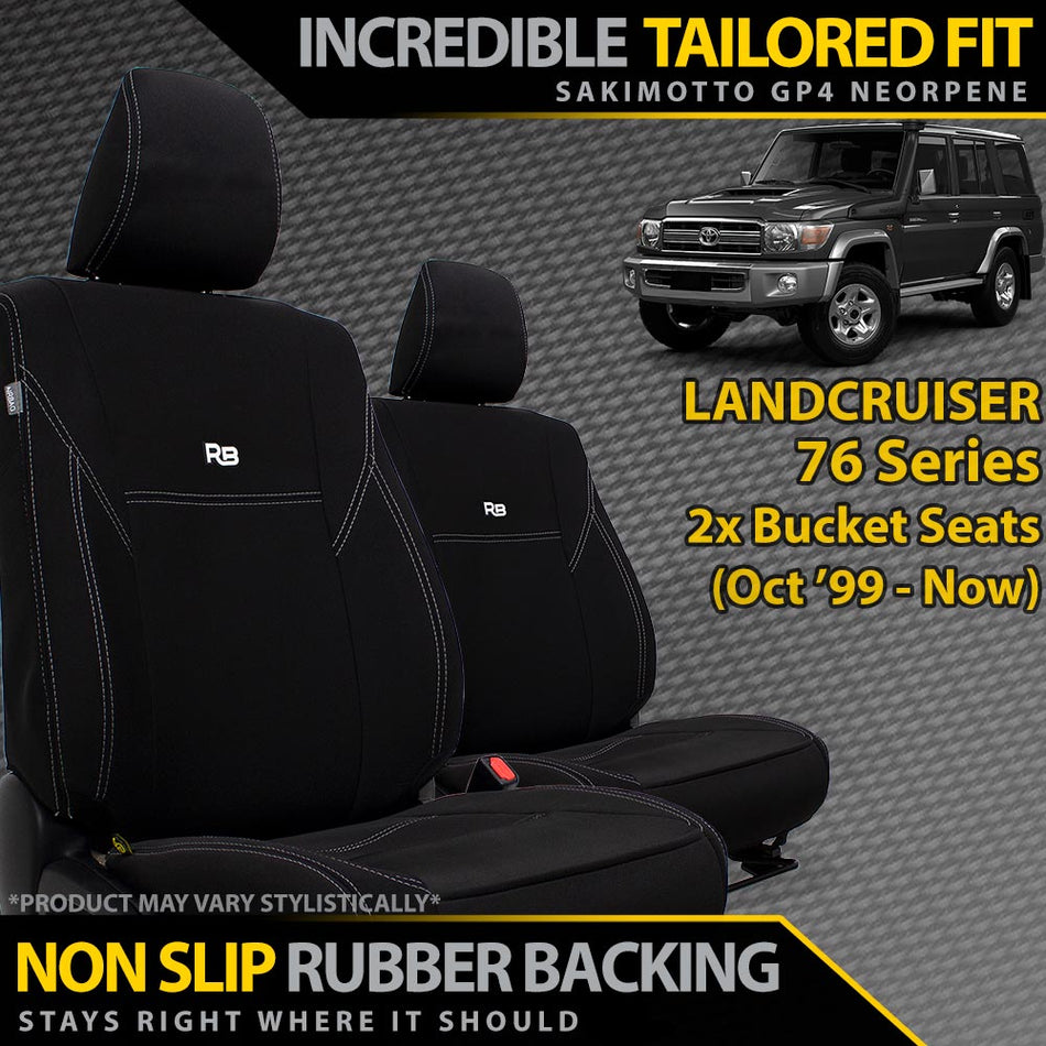 Toyota LC 76 Series 2x Bucket Seats Neoprene 2x Front Seat Covers (Available)