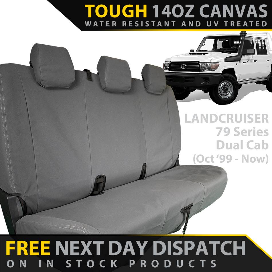 Toyota LC 79 Series Dual Cab Retro Canvas Rear Row Seat Covers (In Stock)