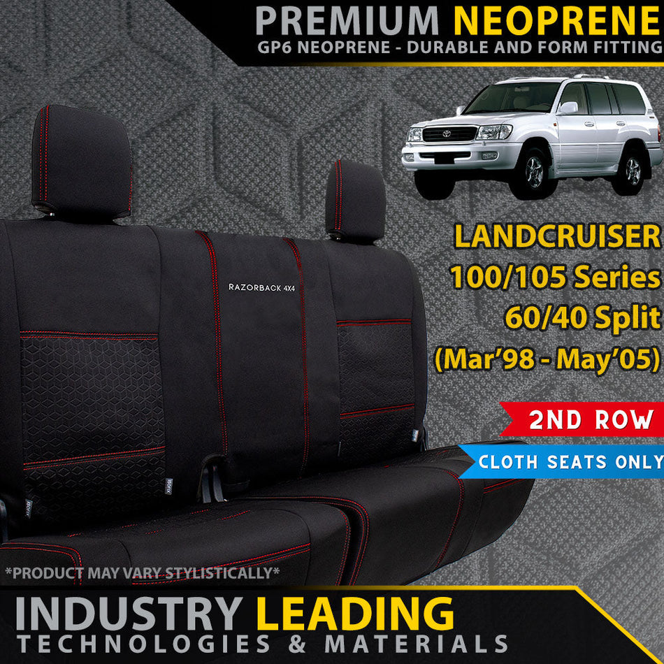 Toyota Landcruiser 100/105 Series Premium Neoprene 60/40 Split Rear Row Seat Covers (Made to Order)