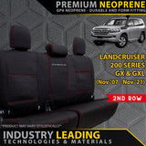 Toyota Landcruiser 200 Series GX/GXL Premium Neoprene 2nd Row Seat Covers (Made to Order)