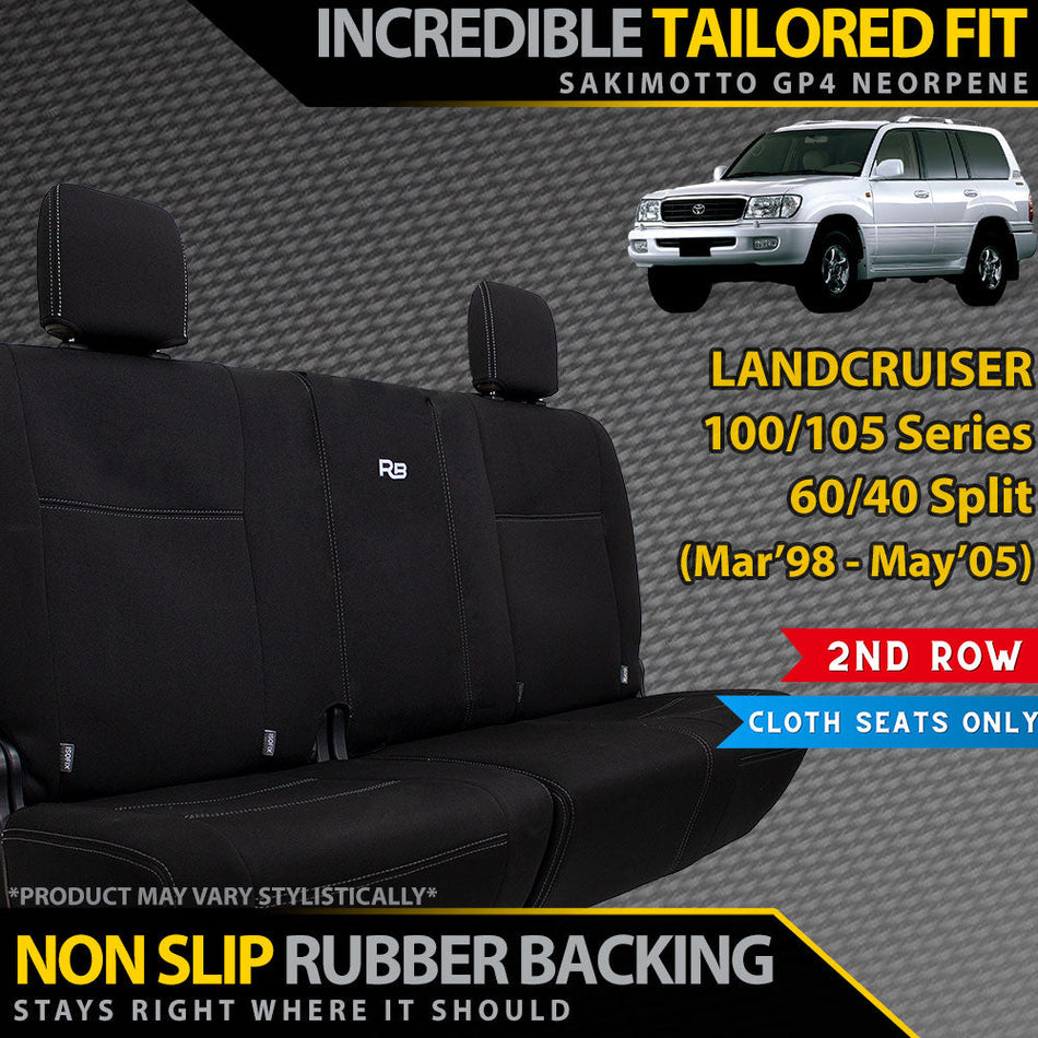 Toyota Landcruiser 100/105 Series Neoprene 60/40 Split Rear Row Seat Covers (Made to Order)