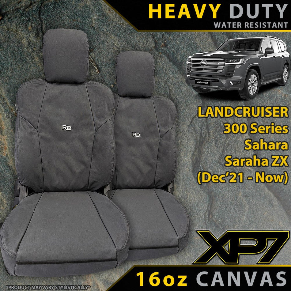 Toyota Landcruiser 300 Series Sahara/Sahara ZX Heavy Duty XP7 Canvas 2x Front Seat Covers (Made to Order)