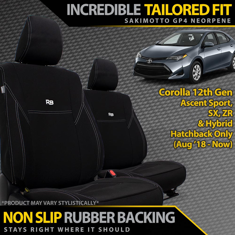 Toyota Corolla 12th Gen Neoprene 2x Front Row Seat Covers (Made to Order)