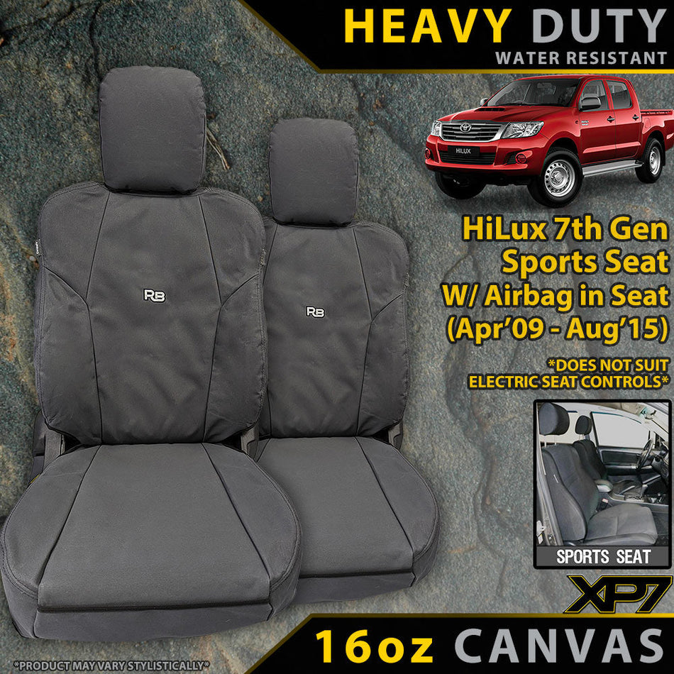 Toyota Hilux 7th Gen (SPORT SEAT) Heavy Duty XP7 Canvas 2x Front Seat Covers (Available)