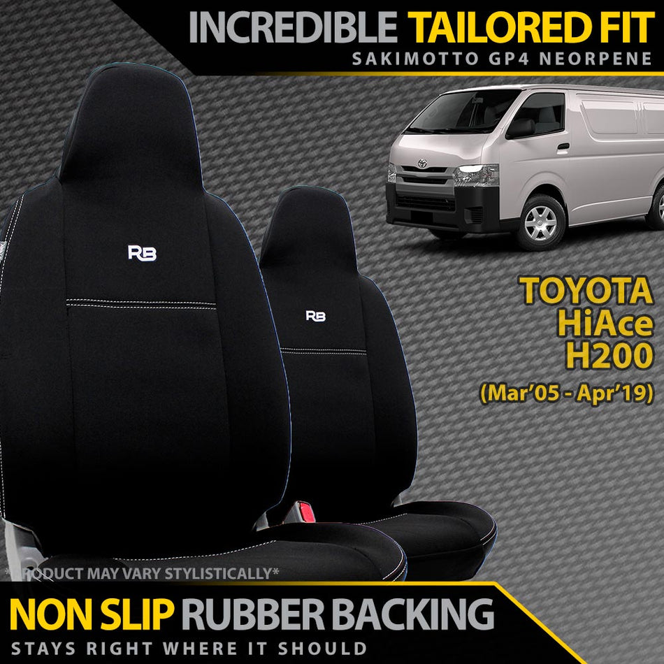 Toyota HiAce Neoprene 2x Front Seat Covers (In Stock)